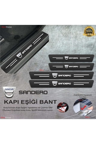 Dacia Sandero Karbon Kapı Eşiği Koruyucu Suni Deri 4'lü Set