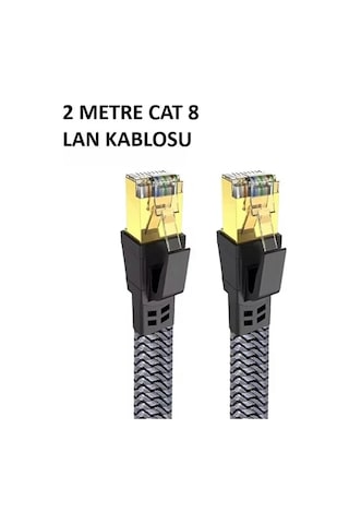Cat 8 Lan Kablosu Ethernet Kablosu Örgü Kaplama, Yüksek Hızlı 2 Metre Belirtilmemis