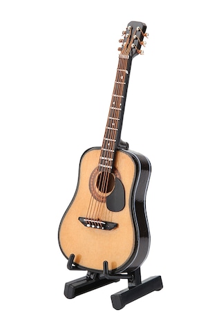 Kangvka Ahşap Mini Gitar Modeli, Canlı Görünüm, Dekoratif Masa Süsü, Hediyelik Kutulu 10cm