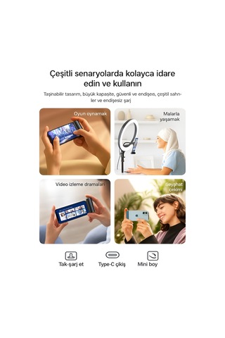Çelikwork PWQ93 5000 Mah Elektronik Taşınabilir Batarya Powerbank Beyaz
