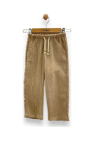 Çikoby Erkek Çocuk Keten Pantolon-14561 Bej