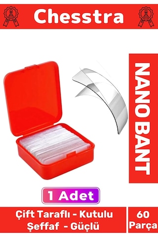 Süper Güçlü Kolay Çıkarılabilir İz Bırakmayan Çift Taraflı Kutulu Nano Şeffaf 60 Parça Bant 1 Adet