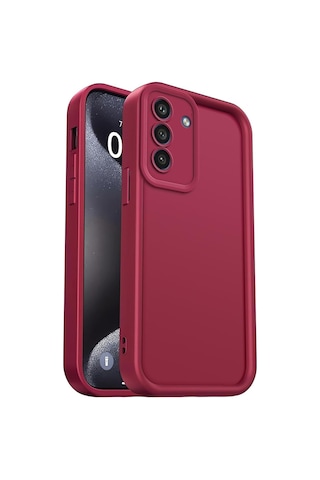 Galaxy Uyumlu A16 Kılıf Kamera Korumalı Yumuşak Dokulu Darbe Emici Bordo Silikon Kapak