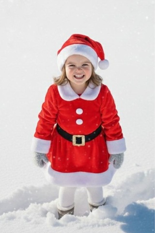 Parti Selesi Kız Çocuk Noel Elbise Noel Baba Kıyafeti Noel Kostümü Yılbaşı Yeni Yıl Kırmızı