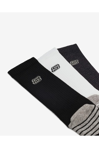 Skechers 3'lü Unisex Yarım Taban Destekli Crew Çorap Unisex Beyaz Çok Renkli Çorap S119439-110