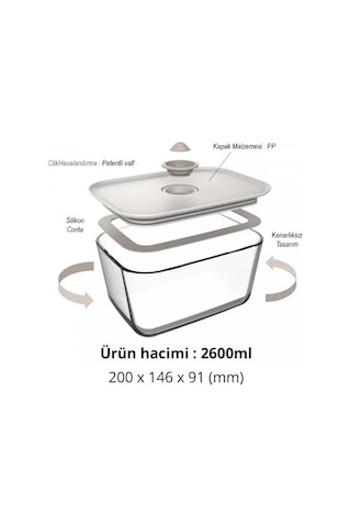 0128 D-neofcl260 Fıka Clık Dıkdortgen Saklama Kabı 2600 Ml Bej