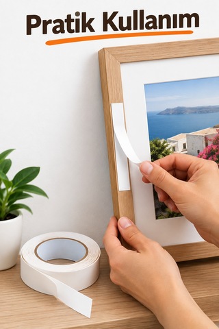 Güçlü Çift Taraflı Köpük Bant 45mm X 2 Metre Montaj Bandı Yapışkanlı Bant Diğer