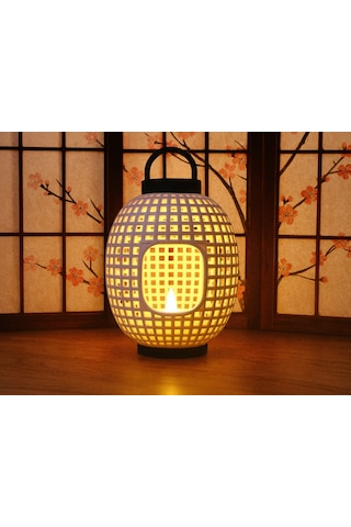 En-cag Japon Esintili Izgara Desenli Fener Tealight Mumluk Dekoratif Rüzgar Feneri Bss Çok Renkli