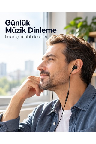 Örgü Kablo Detaylı Siyah Mikrofonlu Kulaklık Akyı-384121