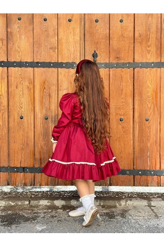 Bordo Kurdaleli Vintage Kız Bebek Elbisesi,doğum Günü Elbise,fotoğraf Çekim Elbisesi,0-12 Yaşa Uygun Bordo