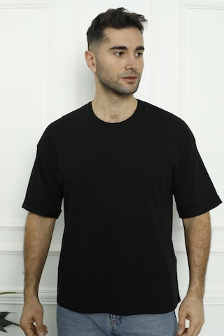 Tom John Erkek T-shirt Siyah Beyaz Oval Kesim 2 Li Set Mıxcolor Mıxcolor