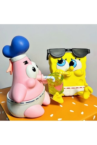 Sünger Bob Patrick Mini Figür 2'li Set Birleşen Bardak Tasarımlı Koleksiyon Figürü
