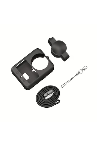 Teknoroket DJI Osmo 360 ve 360 II Silikon Kılıf , Lens Cap Lens Koruma Ve Kayış Seti Siyah