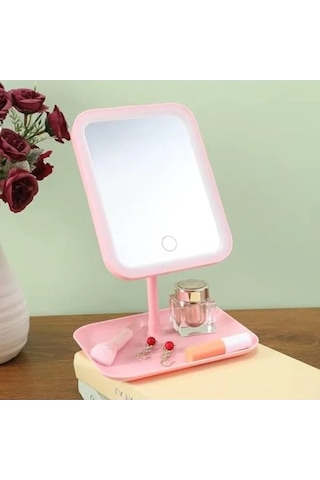 Led Işıklı Makyaj Aynası, Usb İle Şarj Edilebilir, Taşınabilir Açık Bej