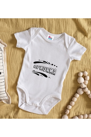 Bk Kids Afkurma Tasarımlı Beyaz Bebek Body Zıbın-1 Çok Renkli