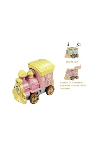 Oyuncak Tren Işıklı Sesli Bas Gitsin 14cm - Pembe - 8068a