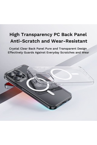Rock Space İphone Uyumlu 15 Pro Kılıf Magsafe Şeffaf Şeffaf