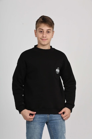 Toontoy Kids Toontoy Erkek Çocuk Cep Skate Baskılı Sweatshirt Siyah