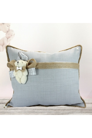 Süslebabypartystore Ayıcıklı Takı Yastığı, Gri - Jüt Gri