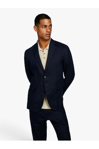Sisley %100 Keten Astarsız Rahat Kalıp Ceket Erkek Lacivert Ceket - 325p2aghsw01q