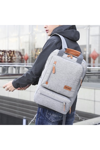 Taoleqi T608 Laptop Notebook Sırt Çantası Açık Gri