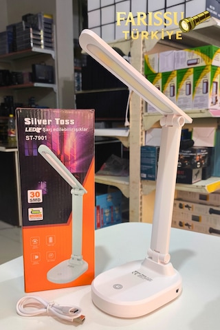 Silver Toss St-7901 30 Smd Led Şarj Edilebilir Ayarlanabilir Masa Lambası Beyaz