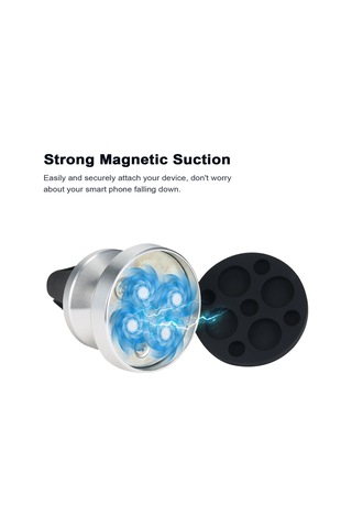 Suofeng Araç Havalandırma Çıkışlı Manyetik Telefon Tutucu 360 Döner Metal Yapraklı Gümüş