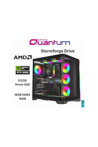 Quantum Raxius Stormforge Force Ryzen7 5700X 16 GB 512 GB SSD RTX5060 W11P Gaming Masaüstü Bilgisayar