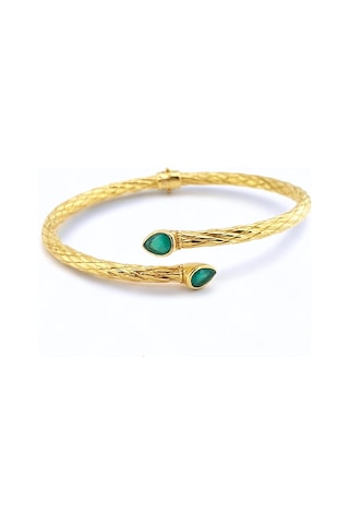 Altınbeyı 22 Ayar Altın Kelepçe Bilezik Yeşil Taşlı 11.50 Gram Aby22klp004