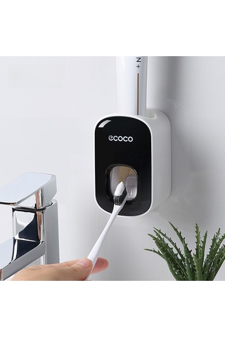 Springsun Otomatik Macun Sıkıcı Duvar Tipi, Delme Yok Kurulum, Ev Bathroom Organizer Seti Siyah-beyaz Diğer