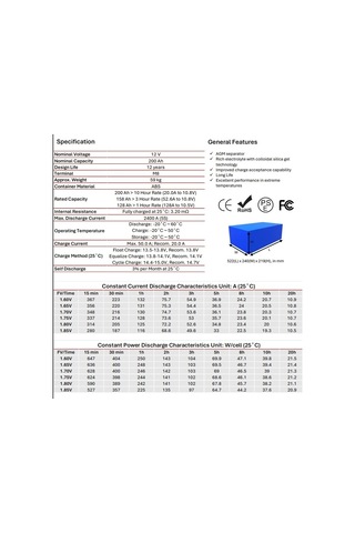 Mullinix 12v 200ah Derin Döngülü Agm Jel Akü