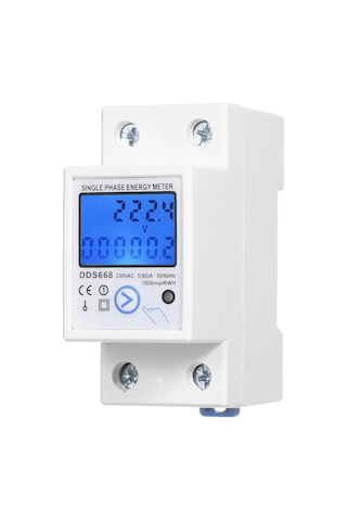 Maiyame Dds668 Model Akıllı Işıklandırmalı Sayfalı Enerji Sayaç, Ac 230v Tek Fazlı Ray Tipi, Sıfırlama Fonksiyonu, 5-80a, Avrupa Standartı