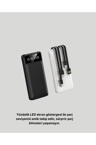 20.000 Mah 4 Çıkışlı Led Göstergeli Hızlı Şarj Powerbank siyah
