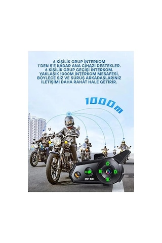 D2-6x 1000m Mesafeli 6 Kanallı İntercom Bluetooth Motosiklet Kask Kulaklığı İntercom Kulaklık 57412489