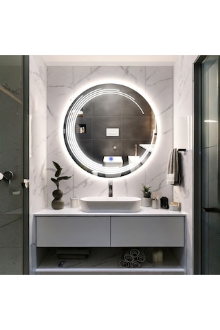 Nova Led'li Kumlamalı Lavabo & Banyo Aynası Dokunmatik Sensörlü 60 X 60 Beyaz