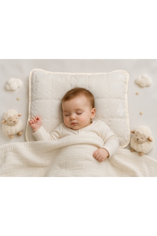 Viscolog %100 Woolmark Doğal Yün Bebek Uyku Yastığı Tela Çantalı 35x45 CM