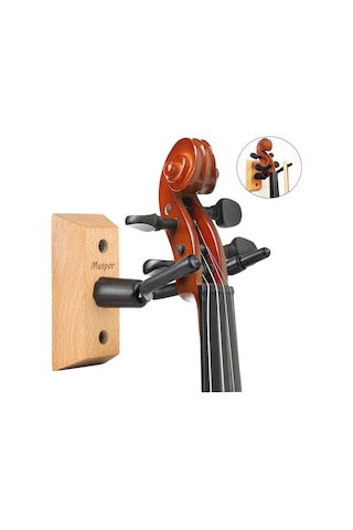 Yaozixa Gitar Keman Viyola Duvar Takımı - Ahşap Tabanlı Mızrak Kancalı Duvar Asıcı, Metal Konstruksiyonlu Tekli Paket
