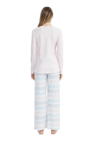 U.S. Polo Assn. U.s Polo Assn. 17096 Kadın Delikli Polar Waffle Kumaş Uzun Kollu Geniş Paça Pijama Takım-pembe Pembe