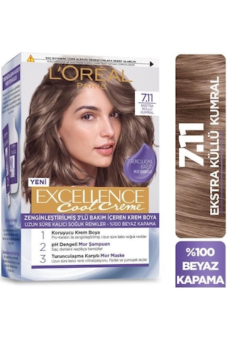Excellence Cool Creme Saç Boyası 7.11 Ekstra Küllü Kumral 2'li Set pktlpsbysekksetik-8812