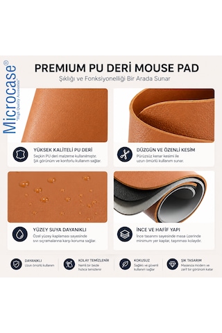 Microcase Dikdörtgen Tasarım Bilgisayar Laptop Deri Mouse Pad 25x21 Al5591 Siyah