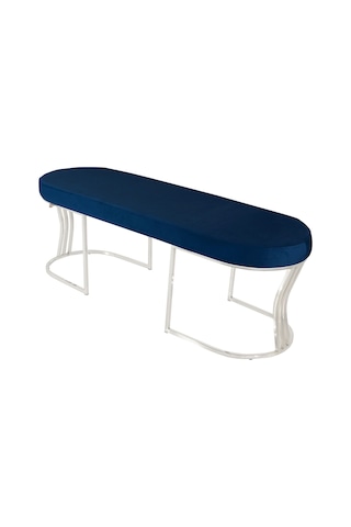 Viego Silver Smooth- Mavi Kapitoneli Model Puf & Bench & Koltuk- Oturak-uzun Makyaj Puff-yatak Odası Ucu &önü