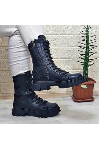 M.p 1416 Siyah Cilt İçi Sıcak Astar 25cm Bayan Postal Bot 001