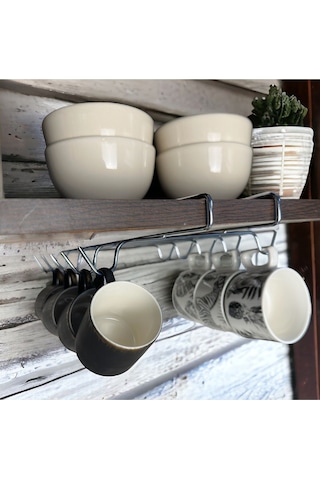 Magic Objects 10 Kancalı Dolap İçi Fincan Askısı, Krom Fincan Kupa Düzenleyici, Paslanmaz Fincan Askılığı Krom