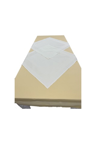 Krem 2 Adet 80cmx80cm,sarı 140cmx240cm Pamuklu Masa Örtüsü 3lü Se