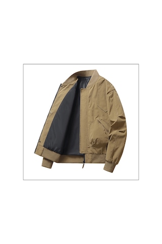 Erkek Ceket Dik Yaka Bol Büyük Beden Nefes Alabilen İş Giyim Beyzbol Ceketi Günlük Erkek Üstleri Yeşil