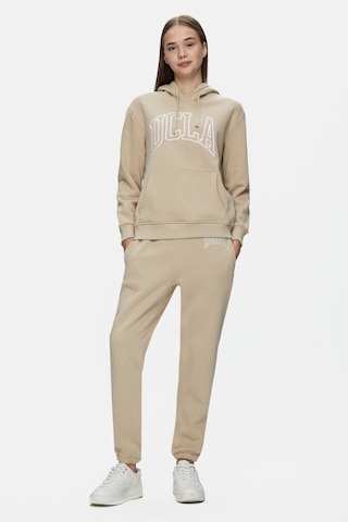 Ucla Rıley Koyu Bej Kapüşonlu Nakışlı Standard Fit Kadın Sweatshirt Koyu Bej