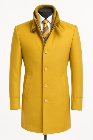 Erkek Slim Fit Kaşe Kaban Çıkarılabilir Ribanalı Fermuarlı Yaka, S Xxl HARDAL