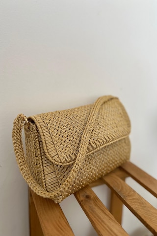 Kanvas Çanta Örgü Kiti 45x21cm -sütlü Kahve Gold Zincir Polyester Makrome No.3 Plastik Kanvas Ça... Kahverengi