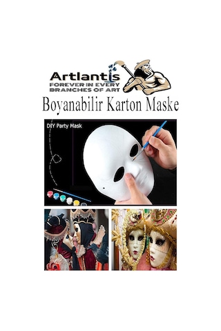 Maske Boyama 2 Adet Boyanabilir Karton Maske Lastikli İnsan Yüzü Suratı Yerli Üretim Okul Sınıf Etkinlikleri Hobi