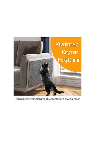 Beylini Tırmalama Halısı Yapışkanlı Mobilya Koruyucu Mat Gri Renk